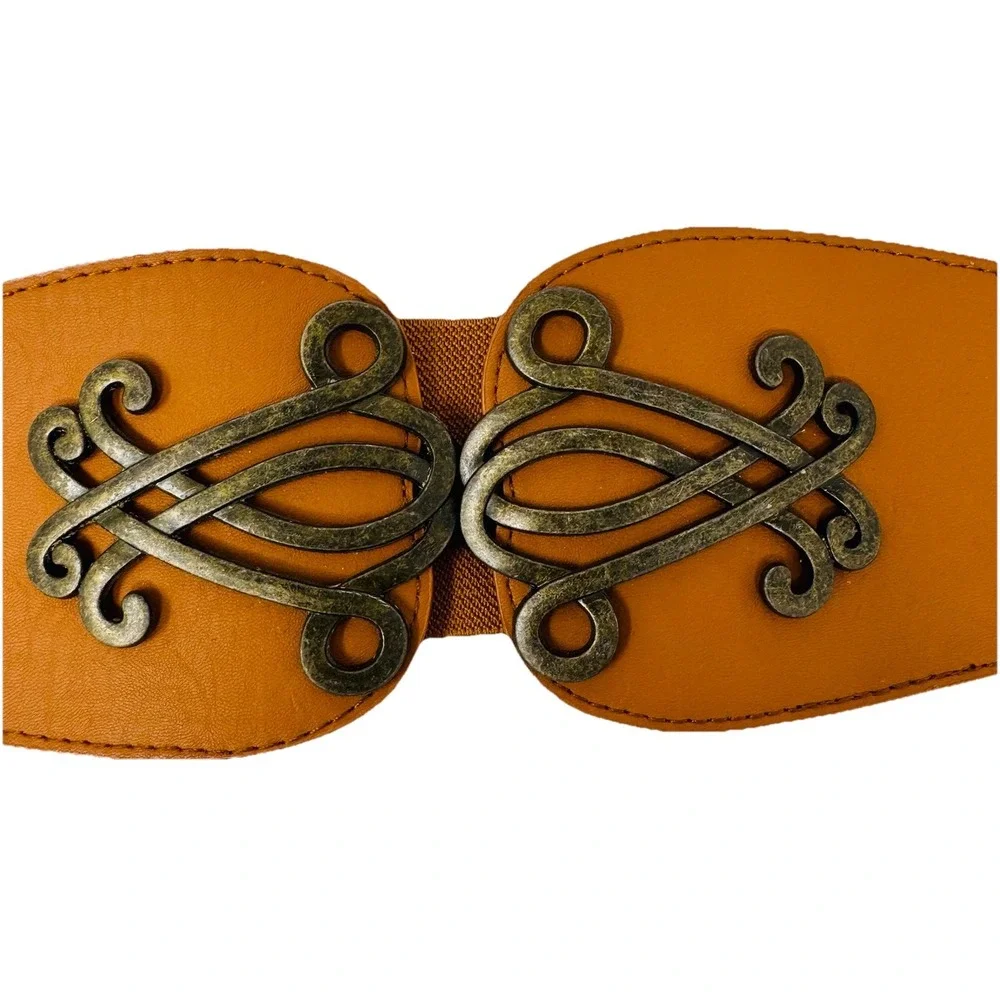 Stretchy Belt Brown Metal Detail Women's Size ML 30